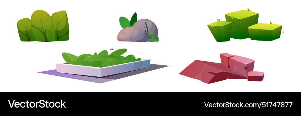 Landscape object and element with stone bush Landscape object and element with stone bush Vector Image