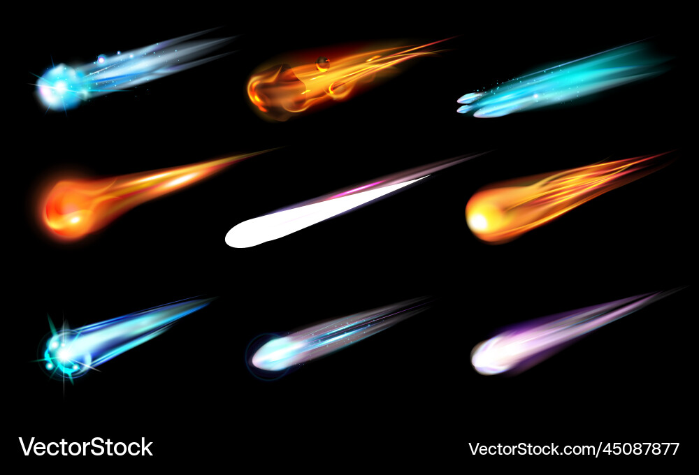 Space Meteor Comet Set vector image