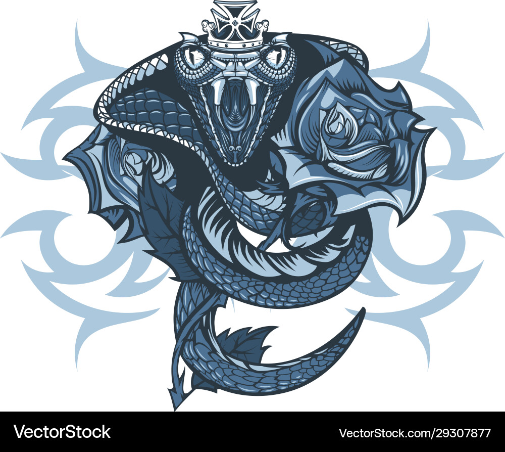 Vintage Tattoo Design Königin Cobra gewickelt Rose Vintage Tattoo Design Königin Cobra gewickelt Rose vektorbild
