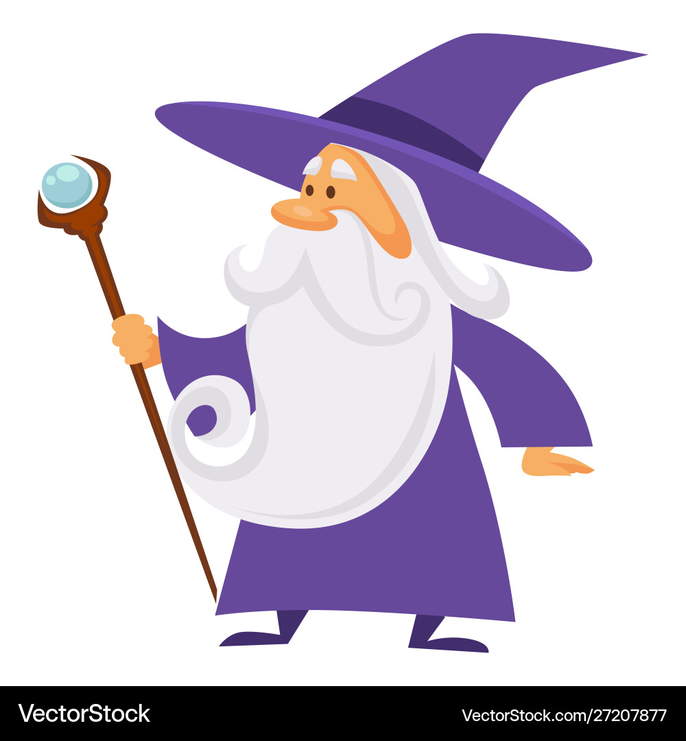 Wise Wizard with Scepter Vector Image