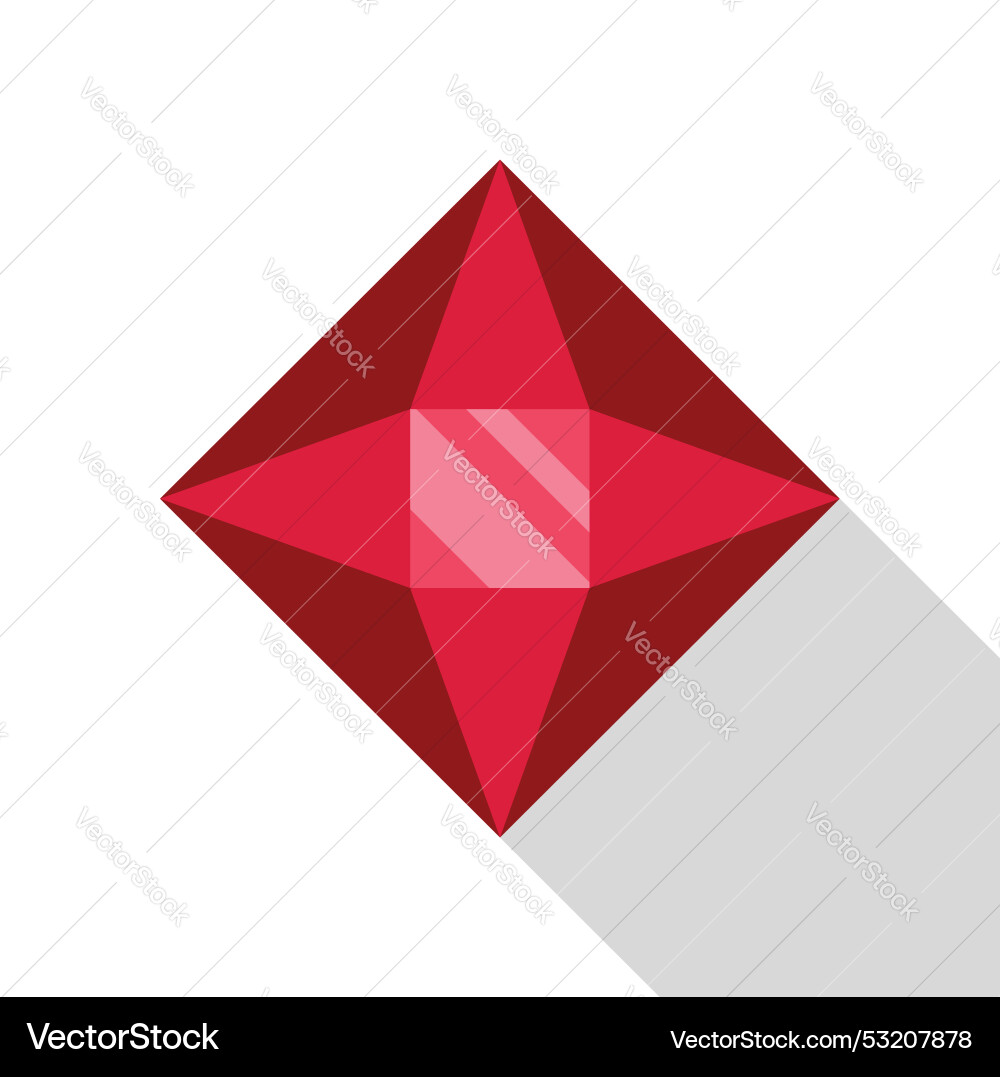 Red ruby gemstone shining with long shadow Red ruby gemstone shining with long shadow vector image