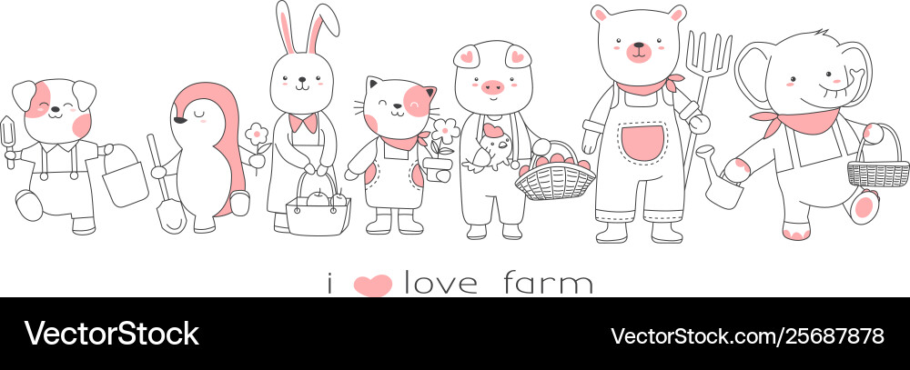Süße Baby Tiere Sammlung Hand gezeichnet Stil Süße Baby Tiere Sammlung Hand gezeichnet Stil vektorbild