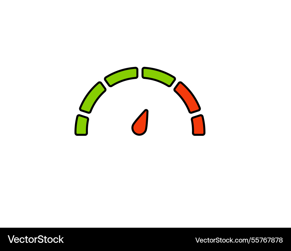 Speedometer with color segments representing vector image
