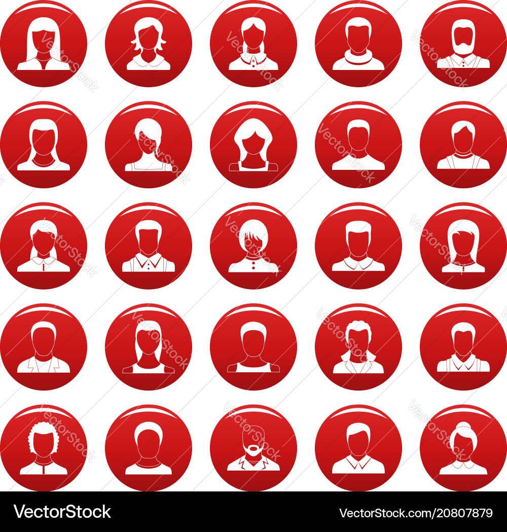 Avatar user icon set red Vector Image