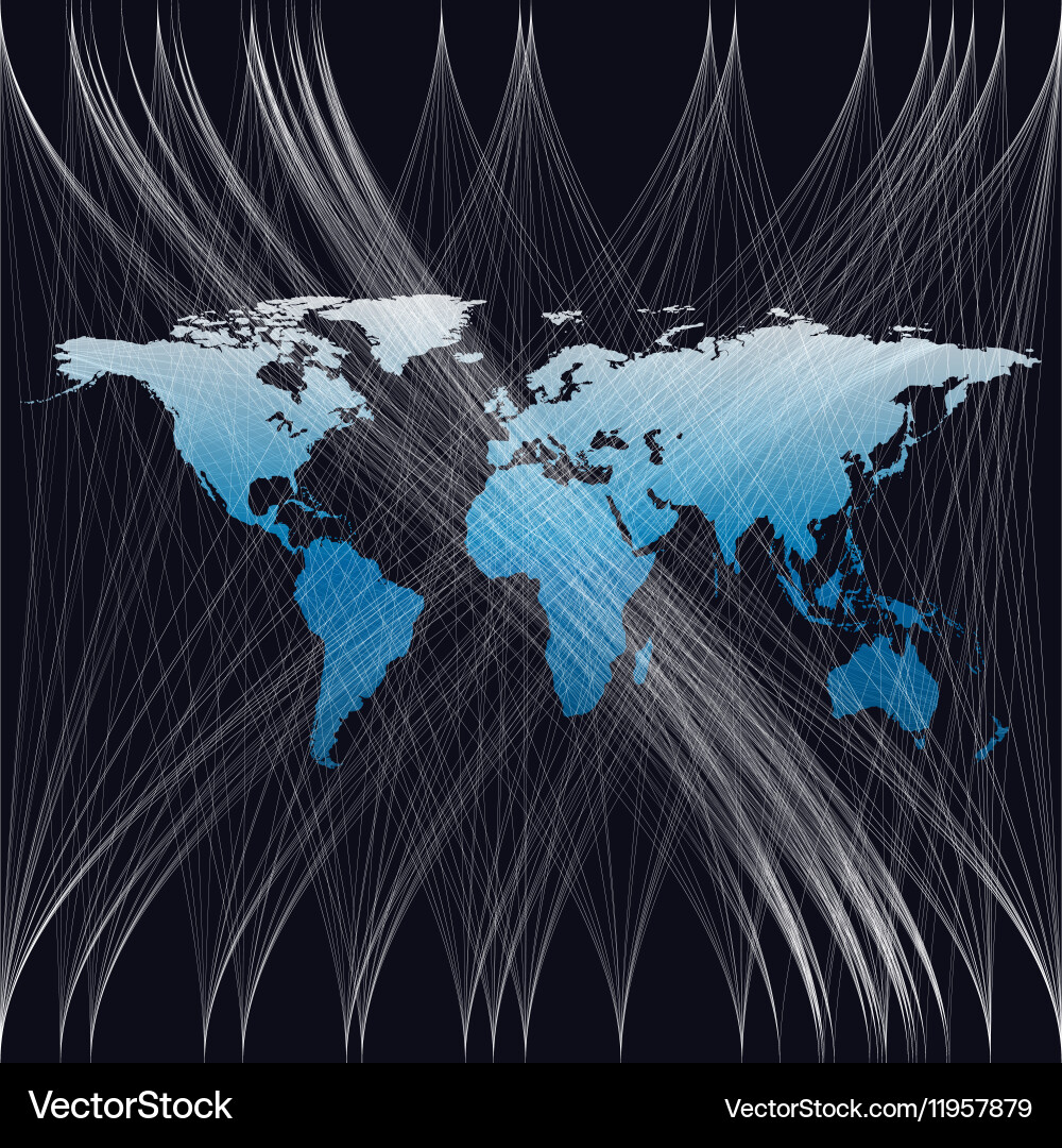 Blue color background with world map abstract Vector Image