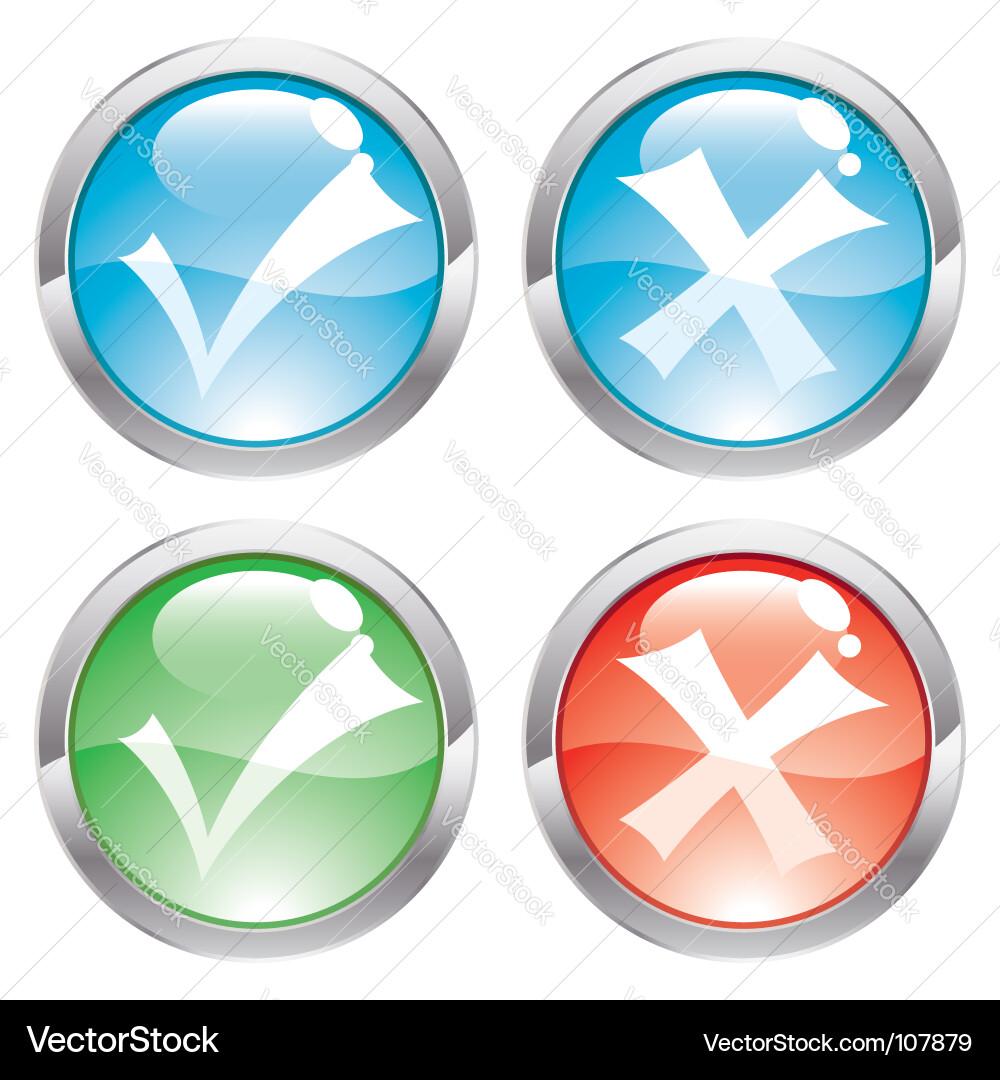Chrome Buttons with Checkmarks vector image