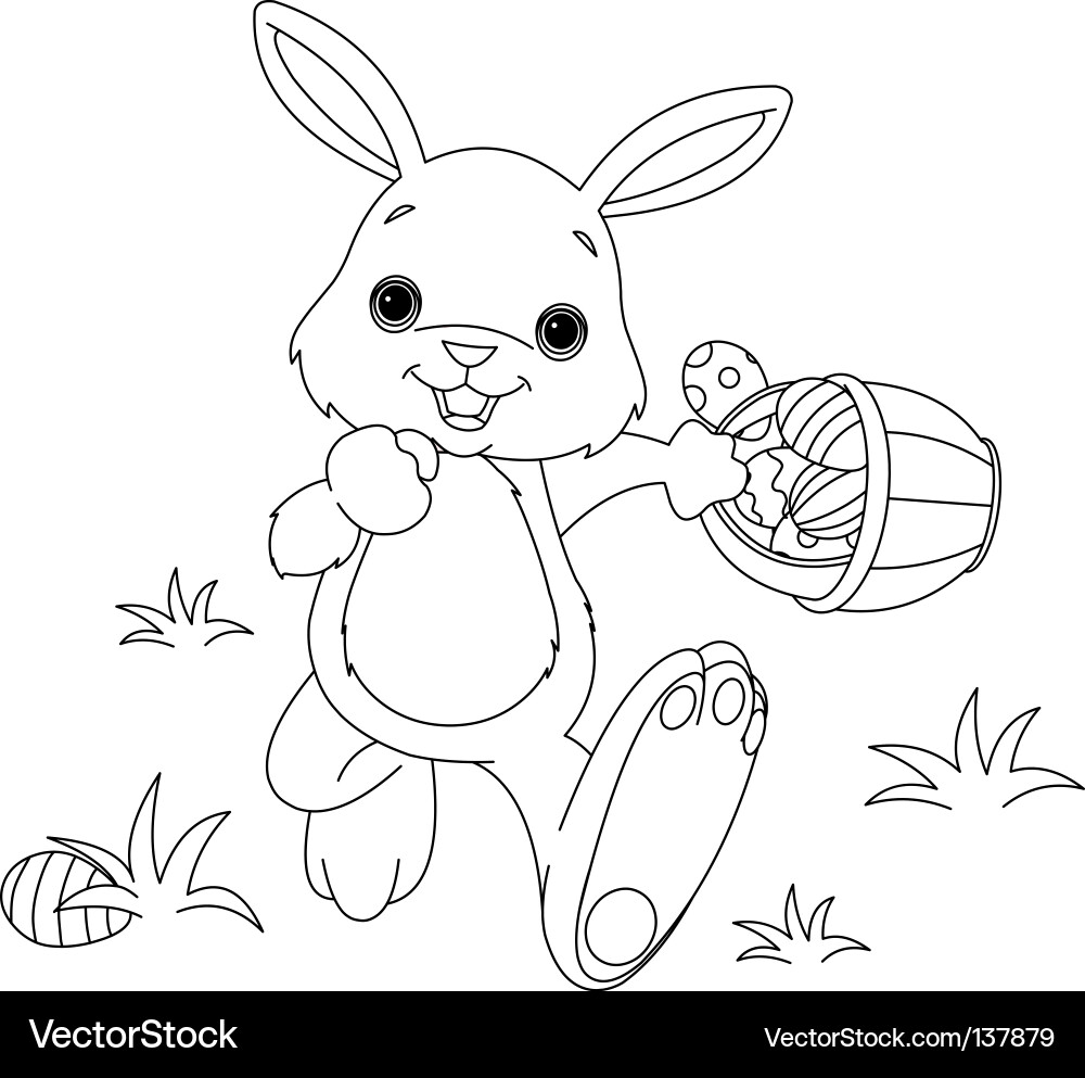 Cute Easter Bunny Hiding Eggs – Royalty-Free Vector | VectorStock