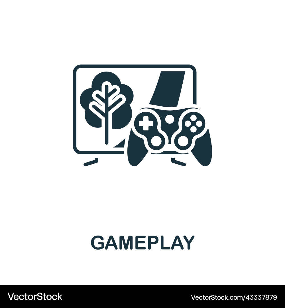 Gameplay icon monochrome simple line game element Gameplay icon monochrome simple line game element vector image