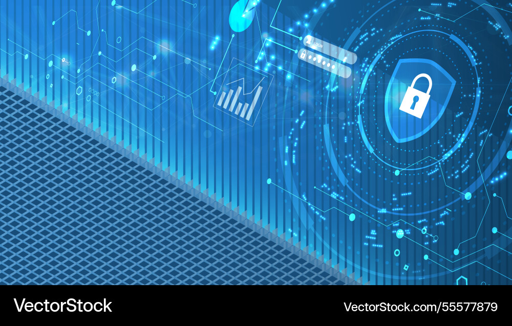 Lock symbol is protecting a data information flow Lock symbol is protecting a data information flow vector image