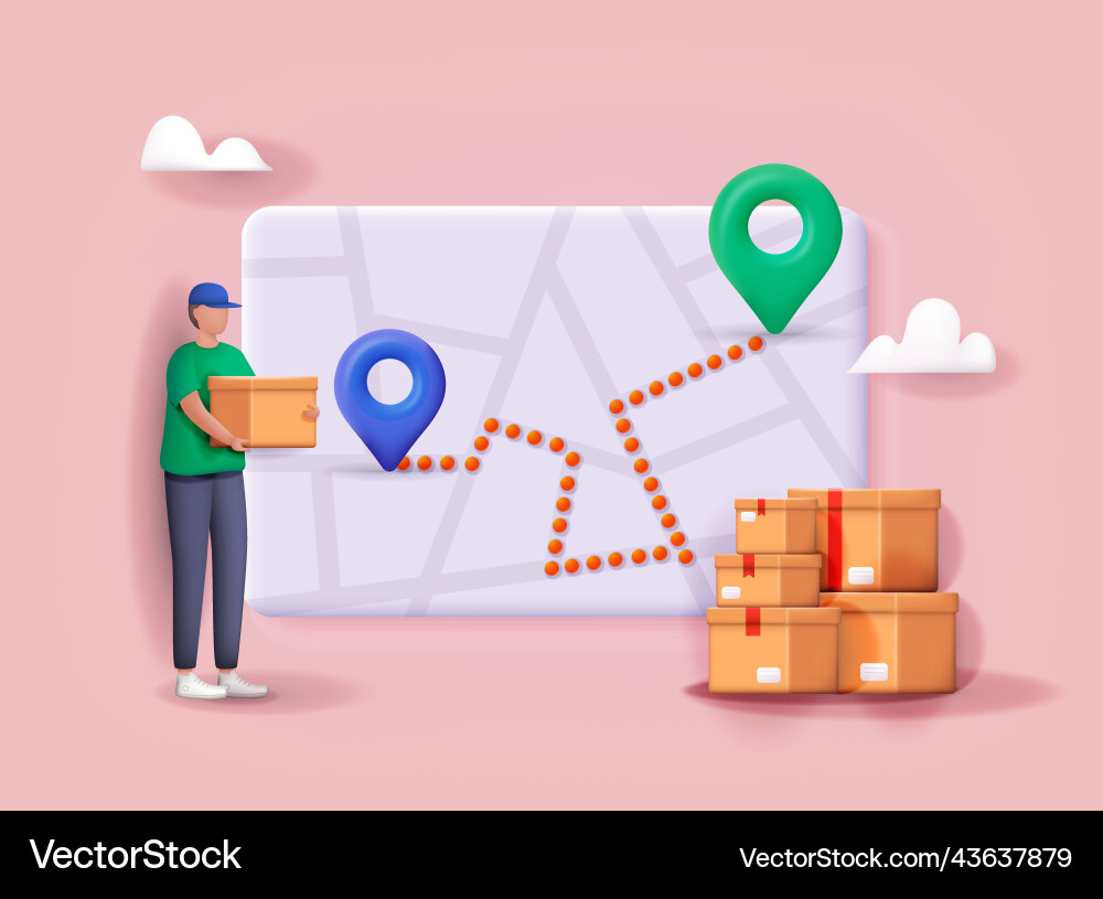 Map with delivery tracking gps navigator pointer vector image