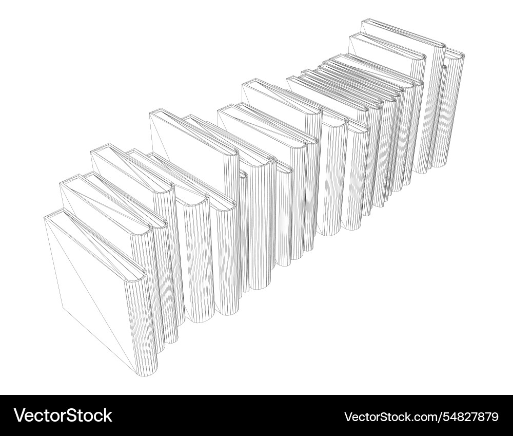 Stack of books wireframe from black lines Stack of books wireframe from black lines vector image