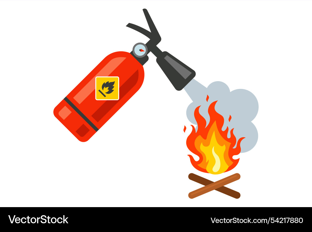 A fire extinguisher puts out A fire extinguisher puts out Vector Image