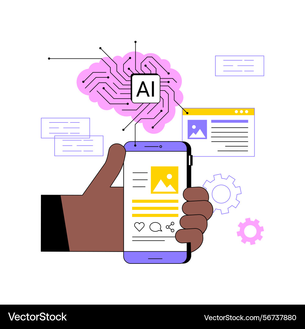 Ai-driven caption creation abstract concept Ai-driven caption creation abstract concept vector image