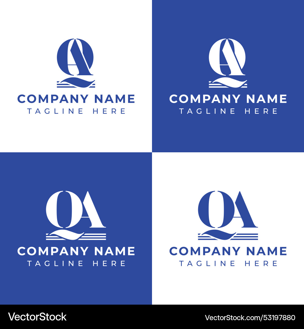Buchstaben qa und aq Säule Logo-Set passend Vektorbild