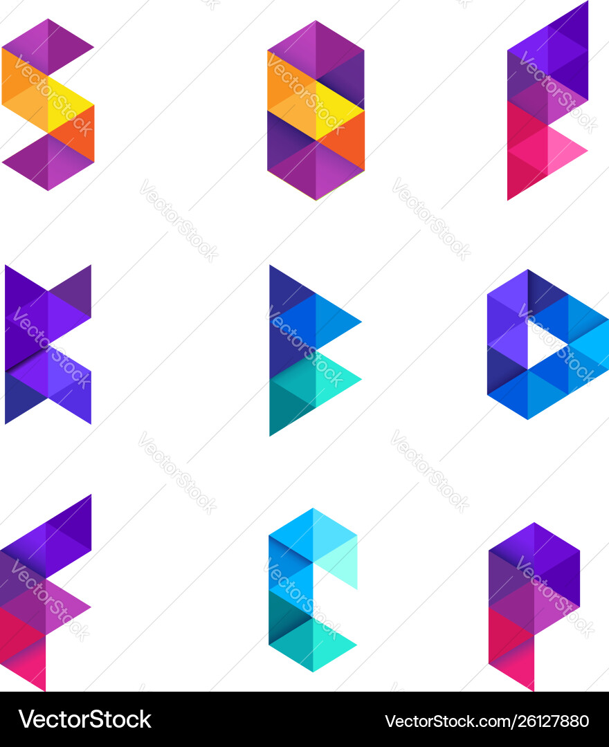 Bunte Geometrie Alphabet Buchstaben Logo Design Bunte Geometrie Alphabet Buchstaben Logo Design vektorbild