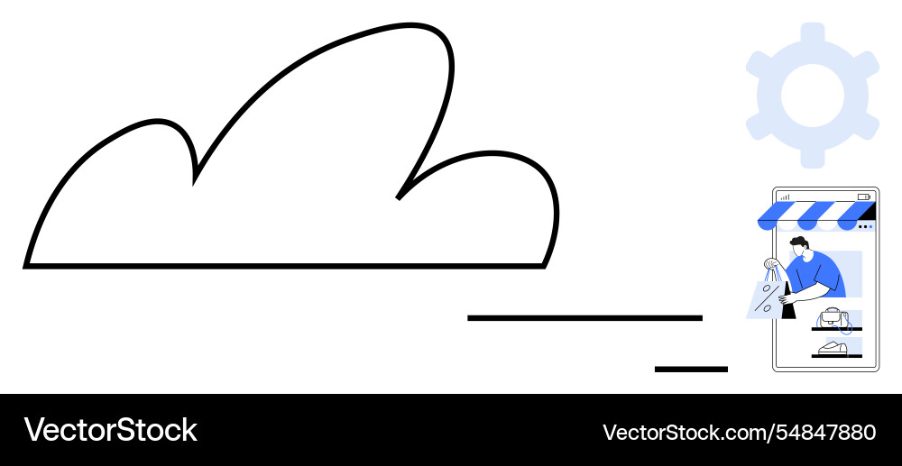 Cloud with digital storefront automation Cloud with digital storefront automation vector image