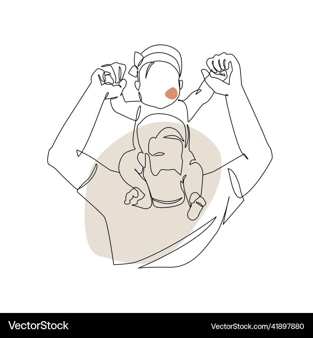 Father little kid line drawing abstract family Father little kid line drawing abstract family vector image