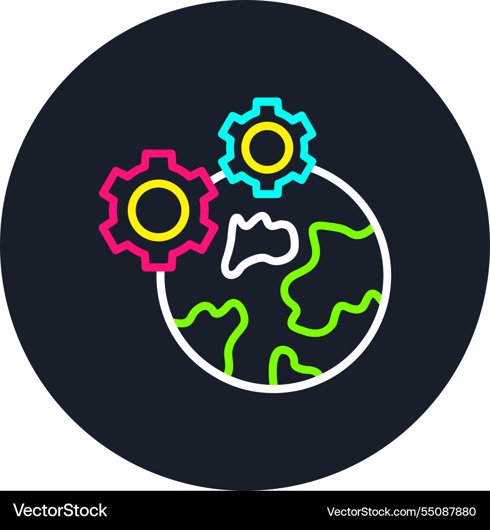 Global setting line multi color icon Vector Image