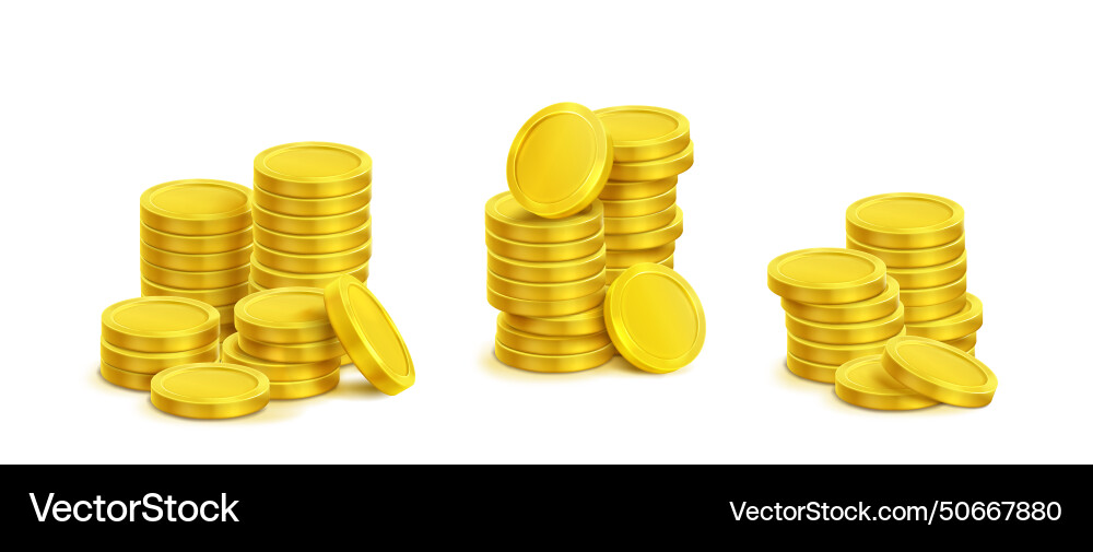 Gold coin stack with different sizes of money pile
