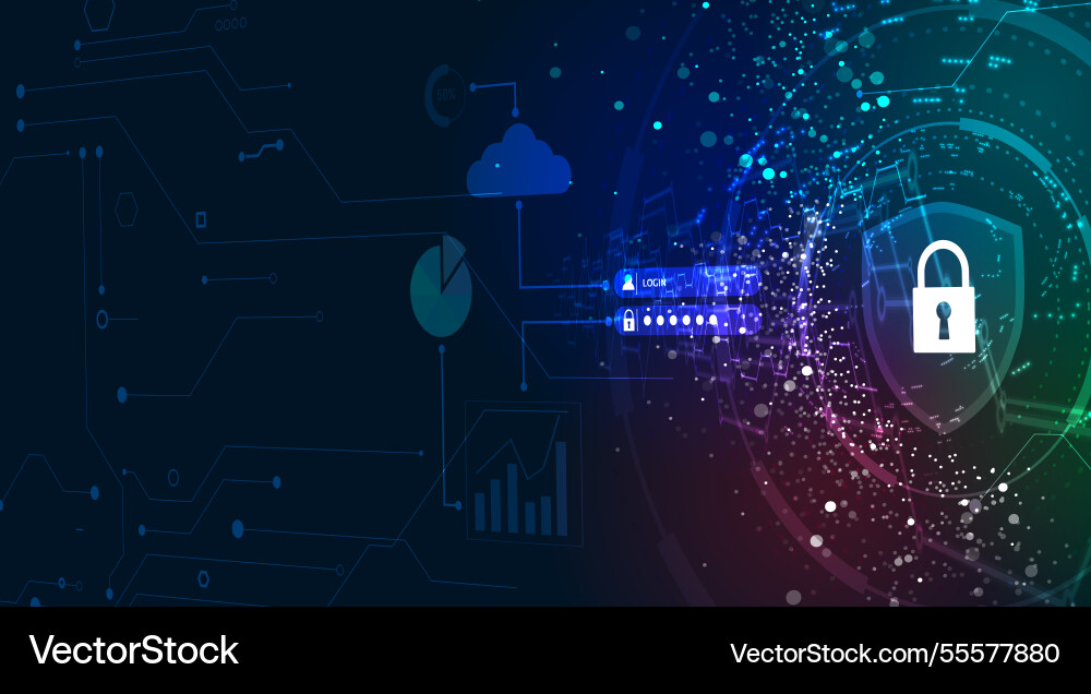 Lock symbol is protecting a data information flow Vector Image