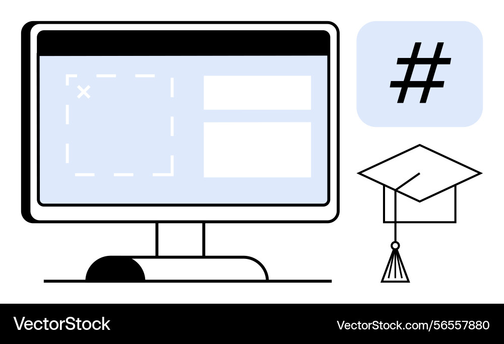 Online learning platform interface with graduation vector image