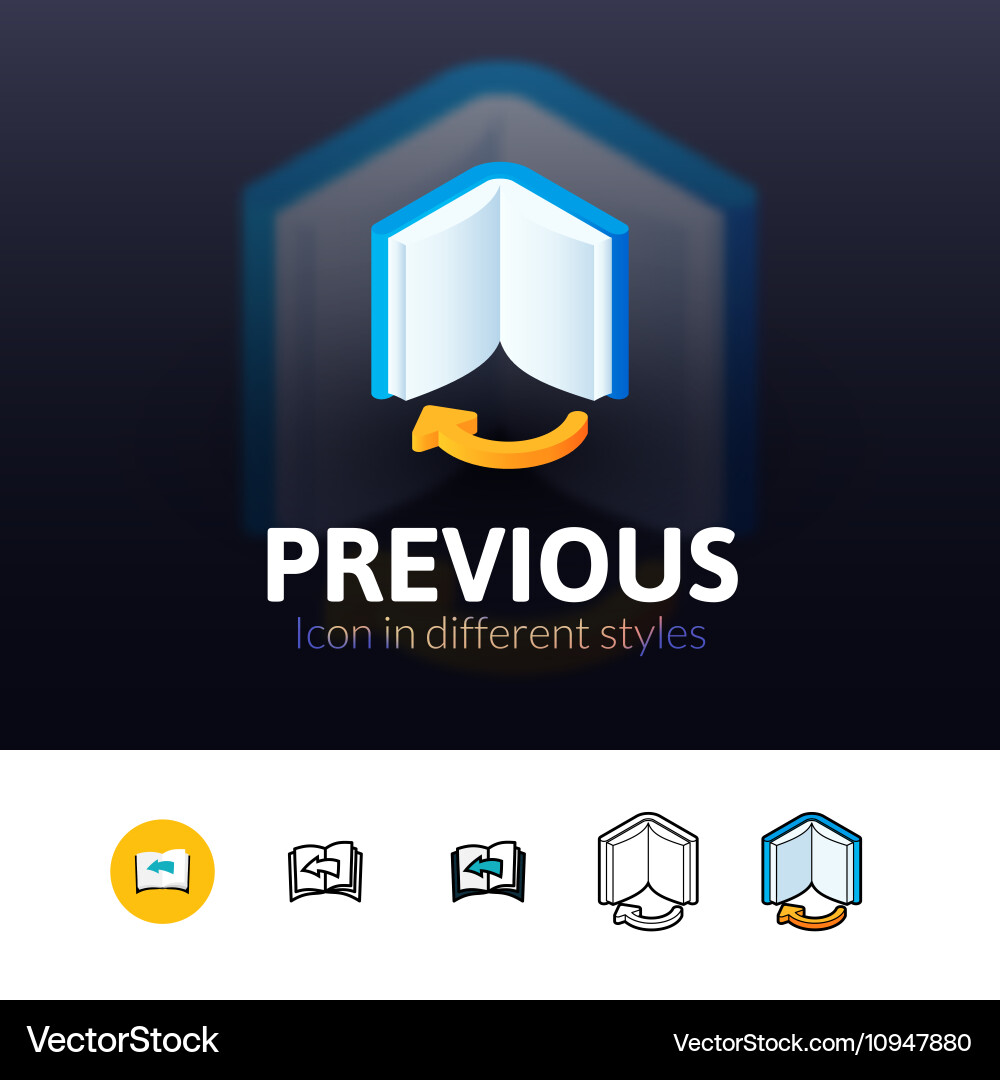 Previous icon in different style vector image