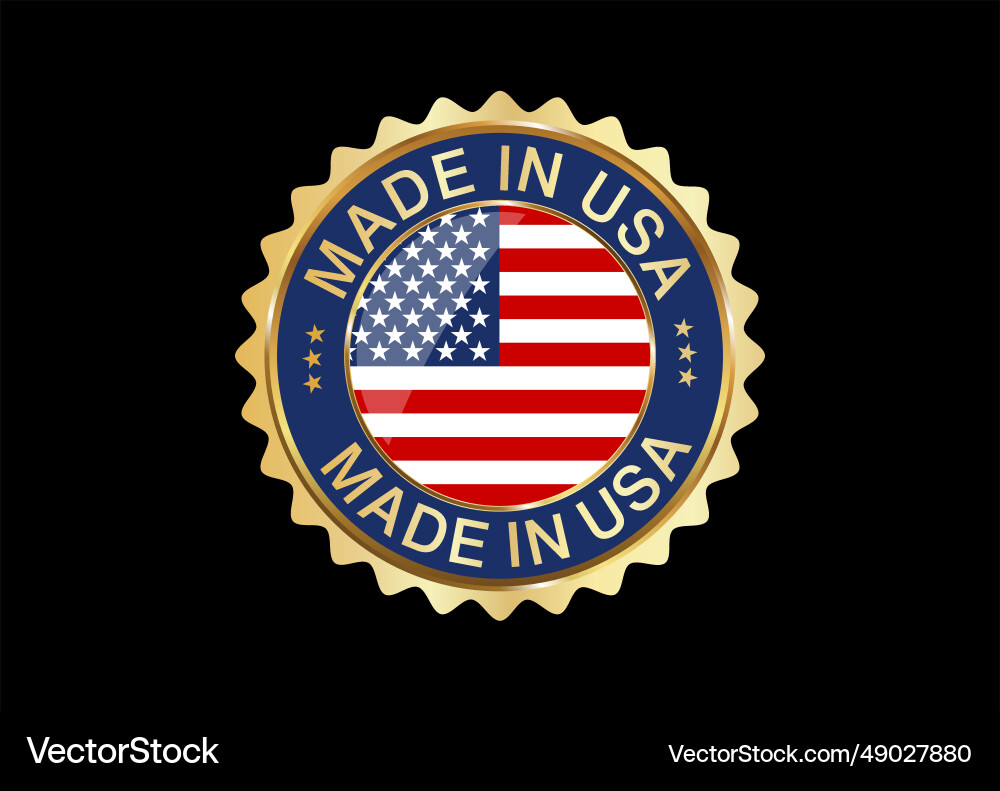 USA Quality Badge - Golden Stars Vector Image