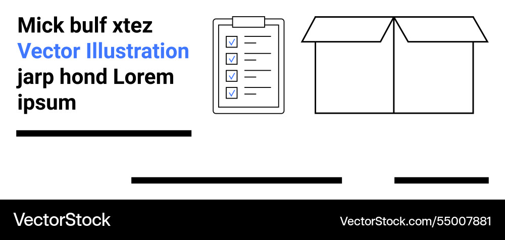 Checklist clipboard and open box with text Checklist clipboard and open box with text vector image