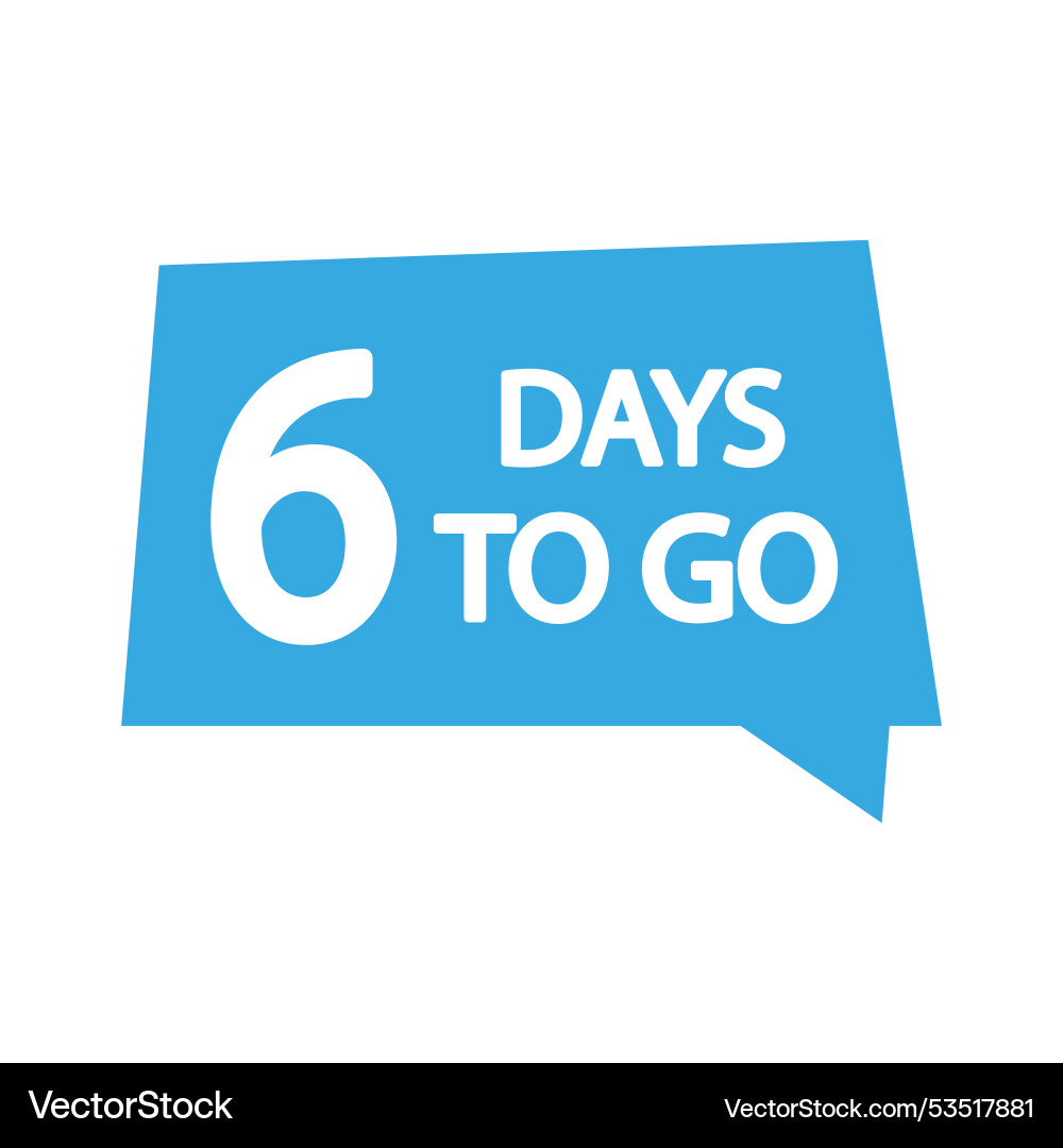 Countdown timer icon number six text bold 6 days Countdown timer icon number six text bold 6 days vector image