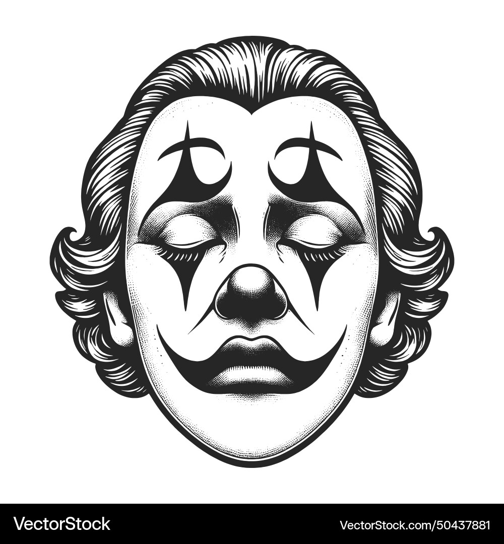 Gesicht traurig weinen Zirkus Clown in Make-up Gesicht traurig weinen Zirkus Clown in Make-up vektorbild