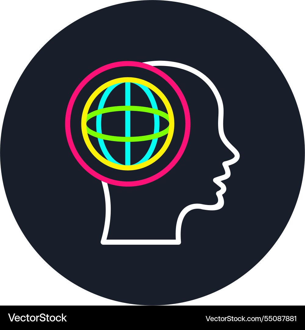 Global thinking line multi color icon Vector Image