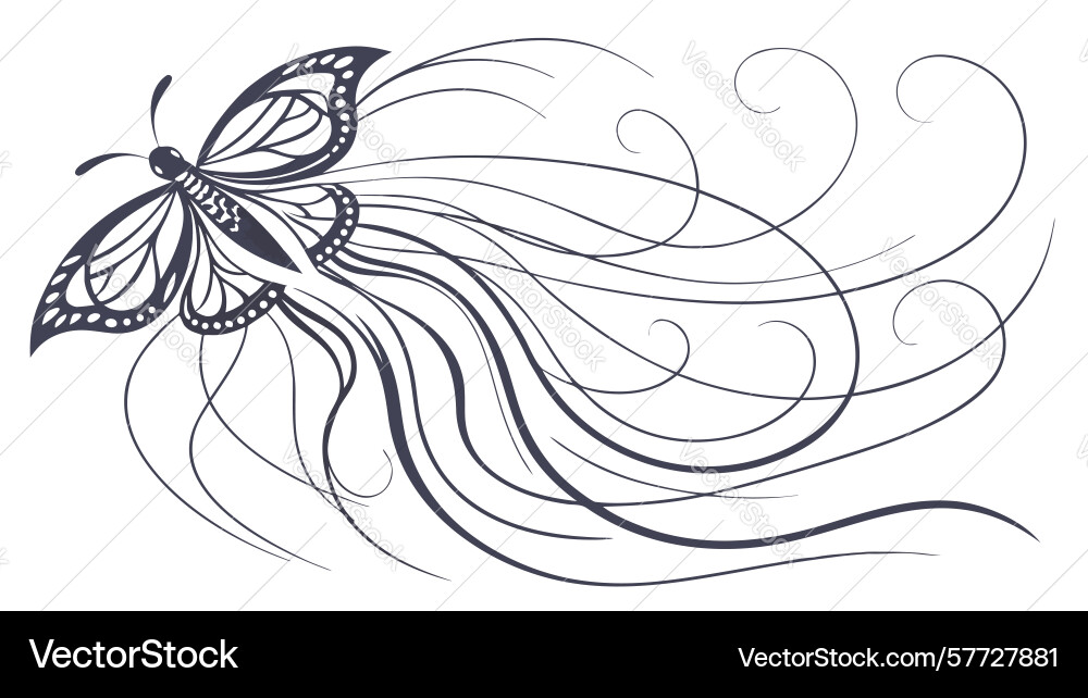 Graceful butterfly with flowing abstract lines Vector Image