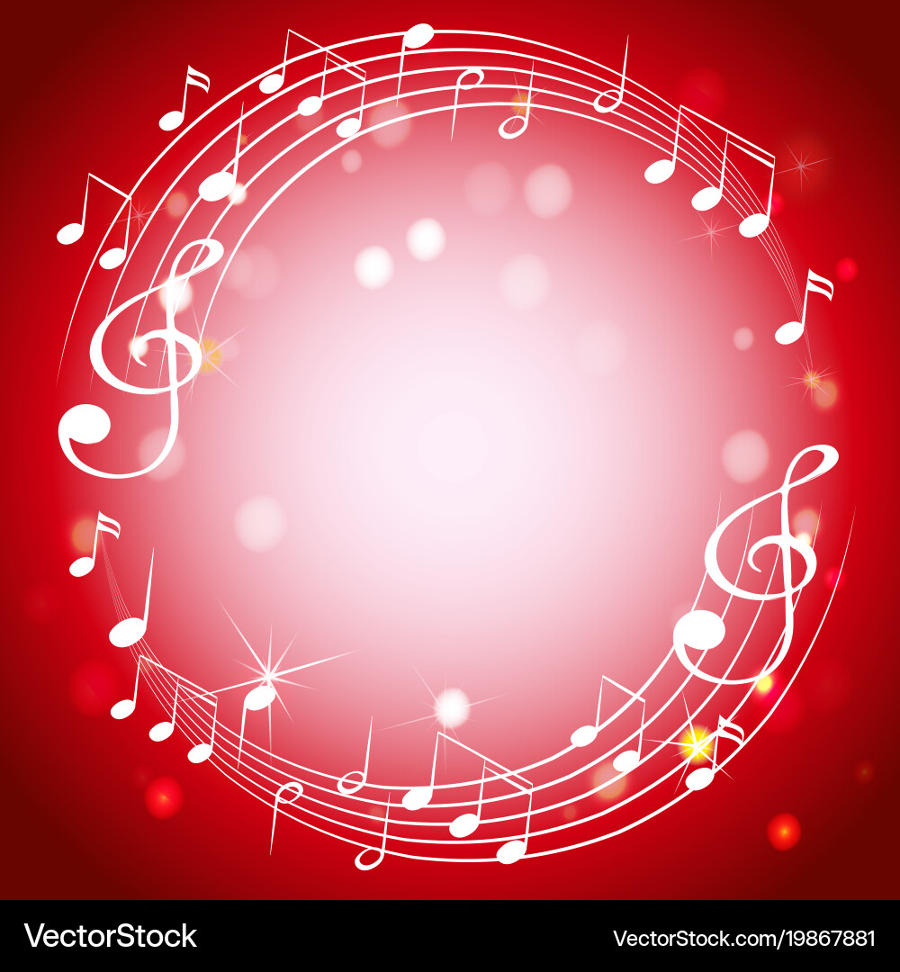 Musical Border with Red Notes Vector Image