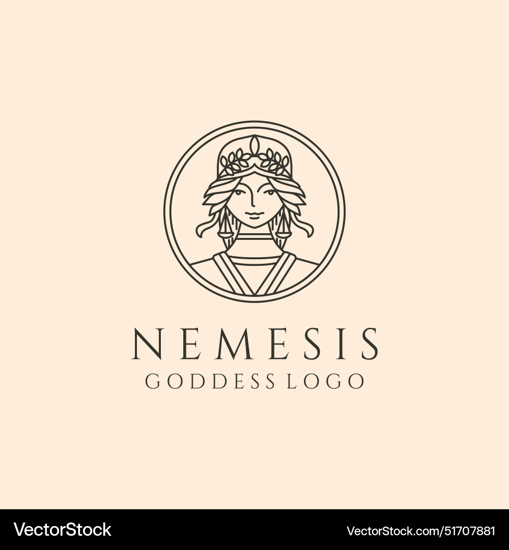 Nemesis greek goddess line art logo symbol design Nemesis greek goddess line art logo symbol design vector image
