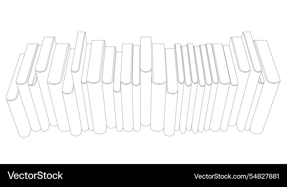 Outline of a stack books from black lines Outline of a stack books from black lines vector image