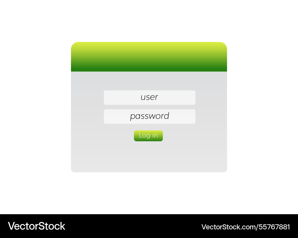 User login interface with green elements vector image