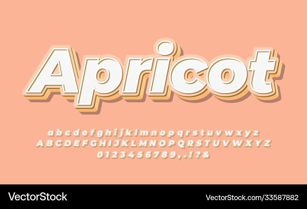 3d soft orange text effect or font style Vector Image