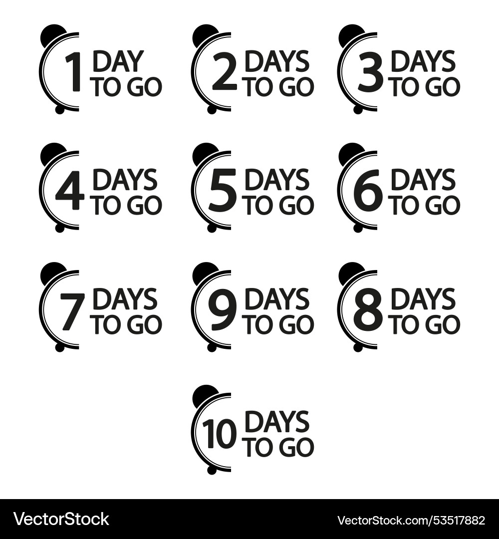 Countdown timer collection number one to ten bold vector image