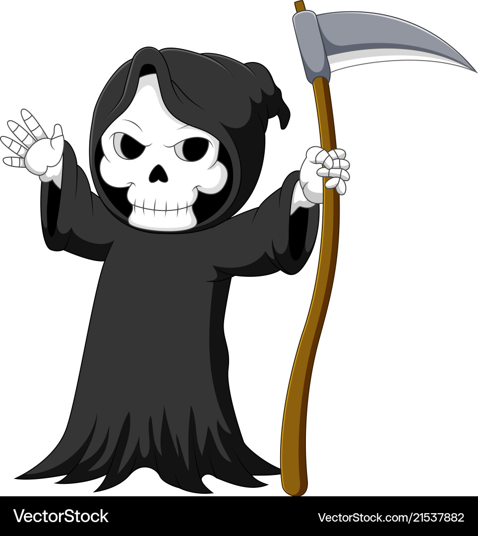 Cute Grim Reaper with Scythe Vector Image