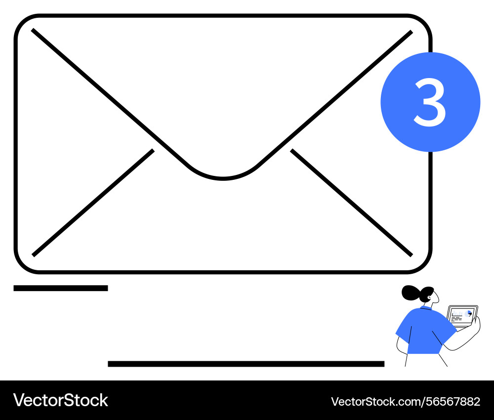 Email notification with unread messages and person Email notification with unread messages and person vector image