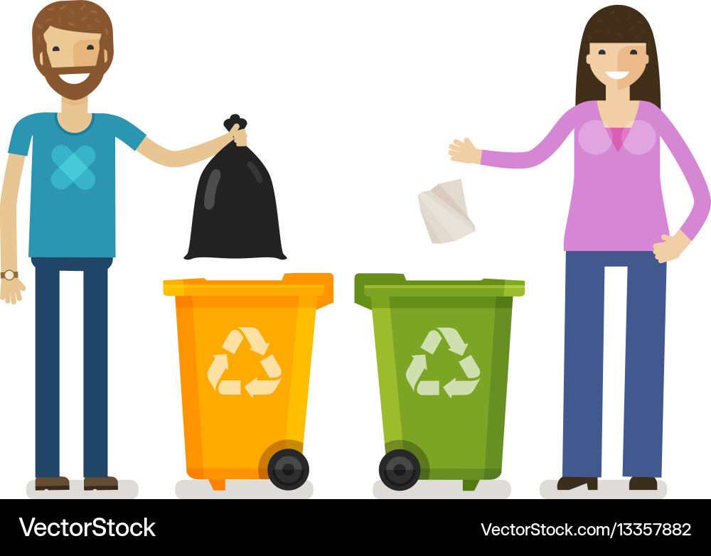Garbage Bins and Recycling Icons Vector Image