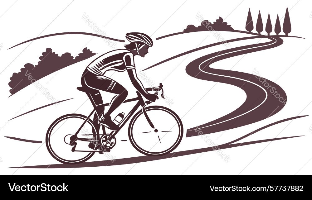 Road cyclist navigating a challenging s-curve art Vector Image