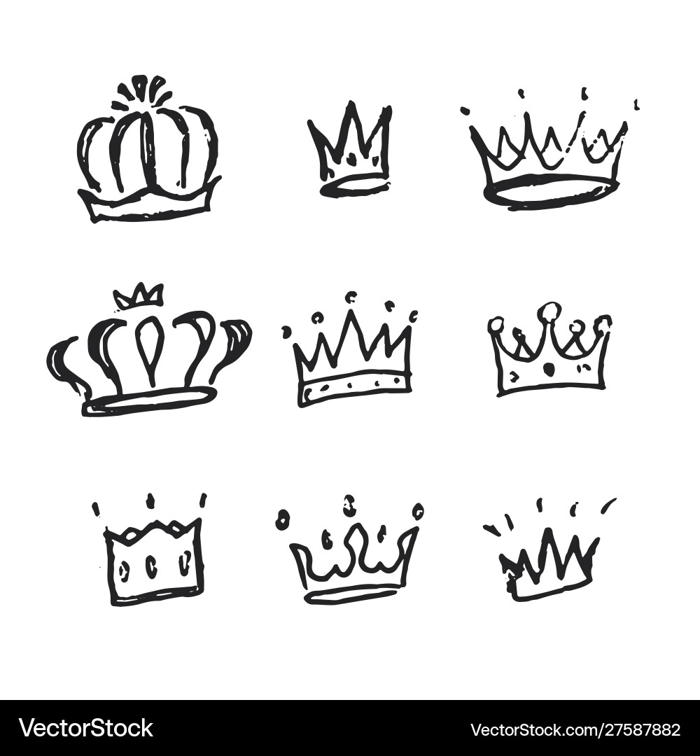 Sketch crown simple crowns hand drawn Sketch crown simple crowns hand drawn vector image