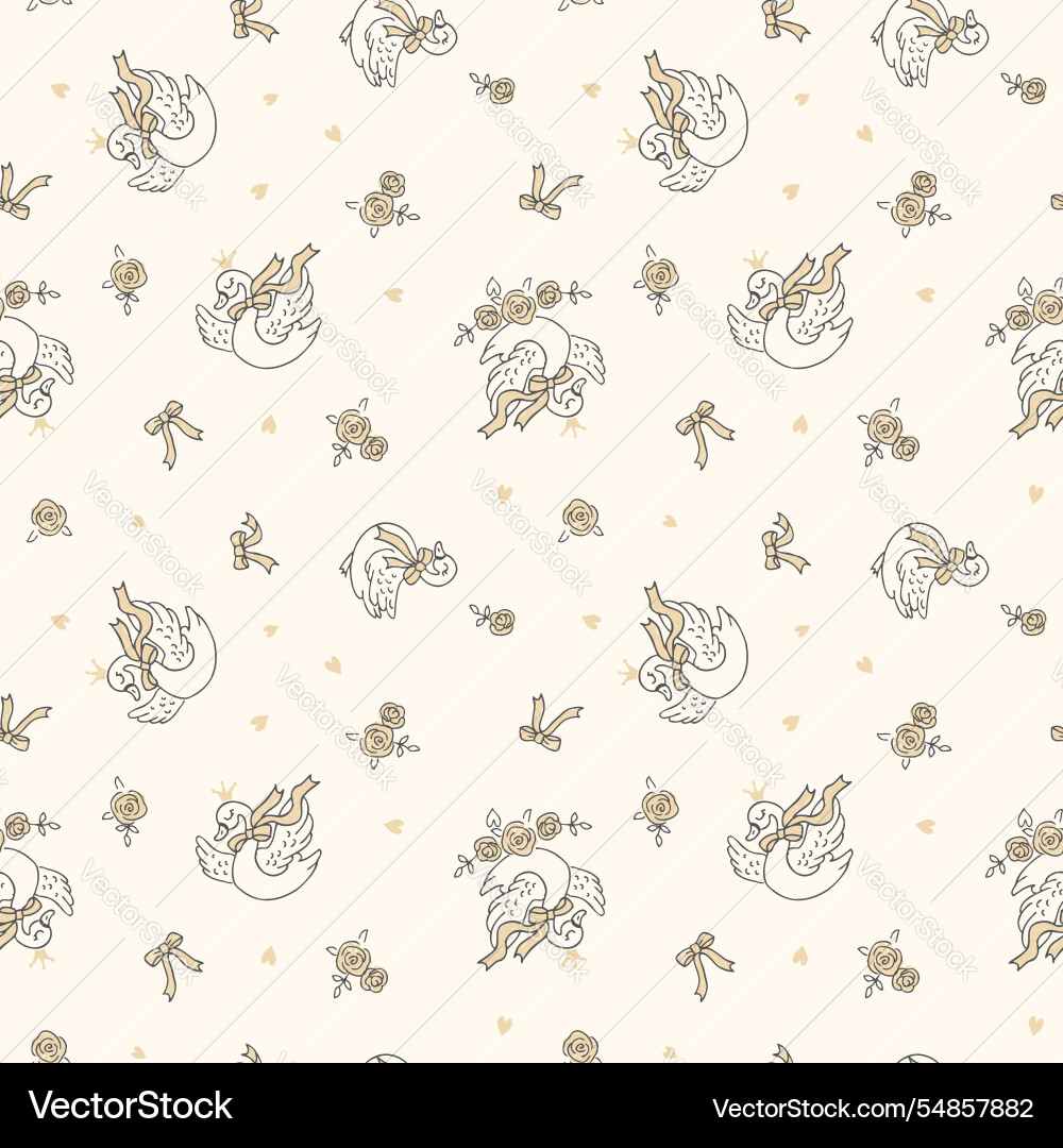 Swan pattern and line flowers background Swan pattern and line flowers background Vector Image
