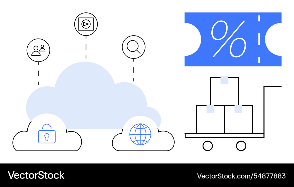 Cloud computing with e-commerce and discount Cloud computing with e-commerce and discount vector image