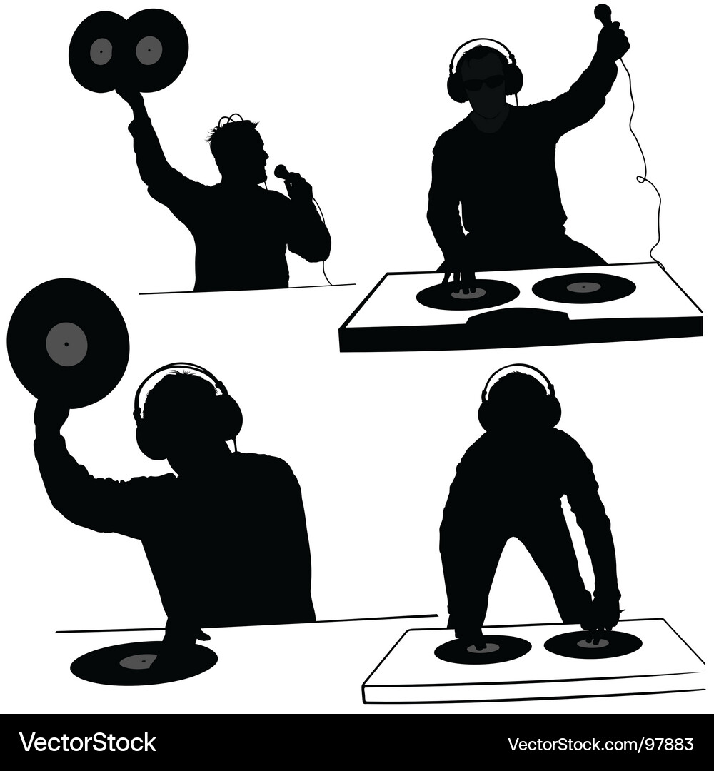 DJ Silhouette Collection Vector Image
