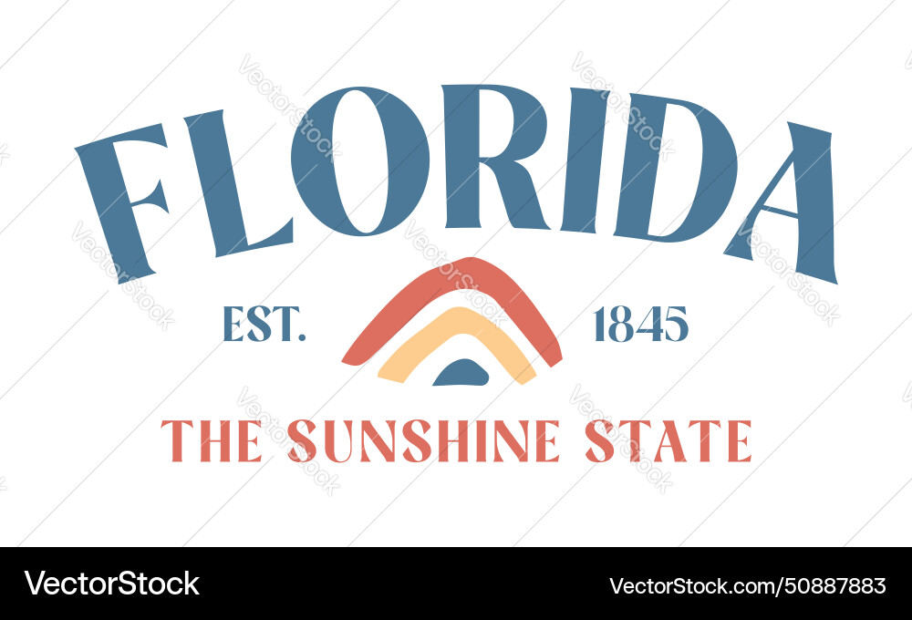 Florida summer beach quote lettering retro vintage Florida summer beach quote lettering retro vintage vector image
