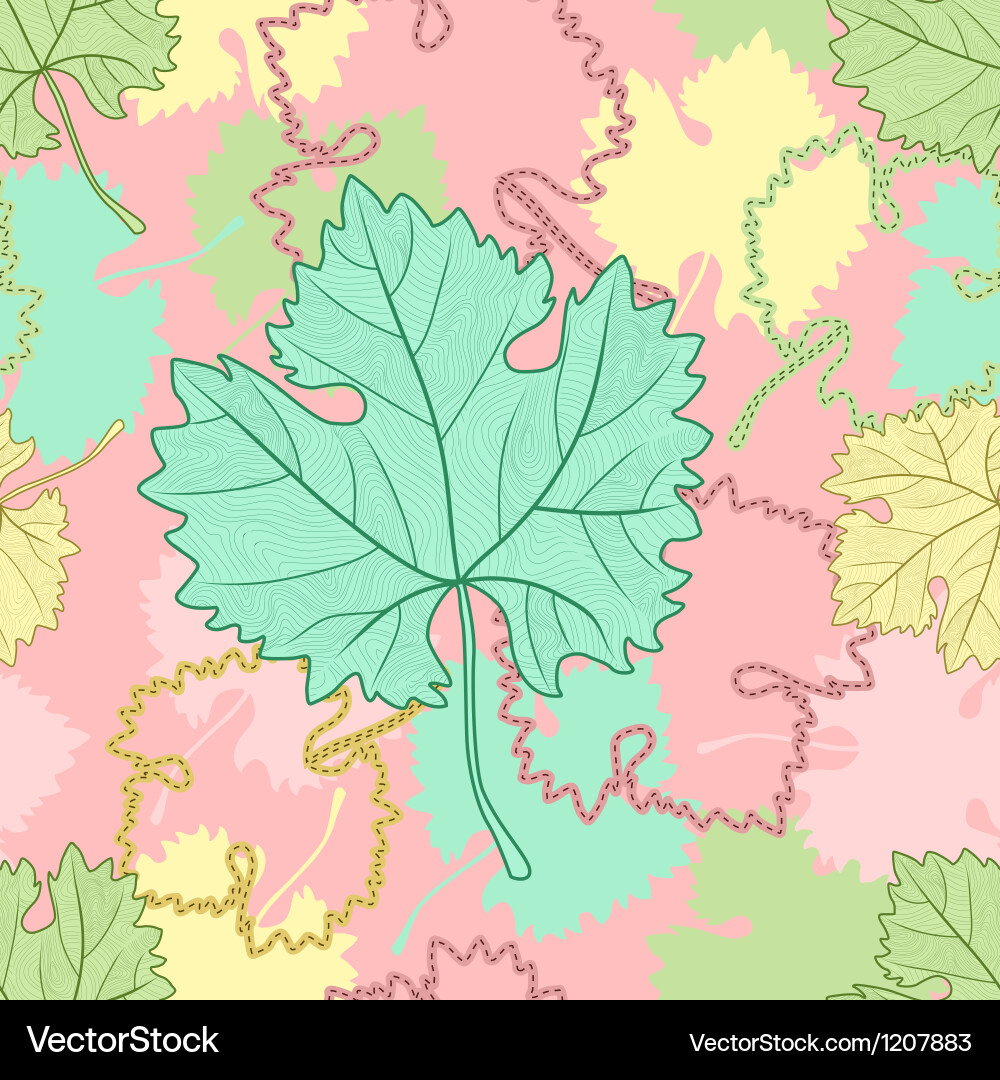 Grape Leaf Seamless Pattern vector image