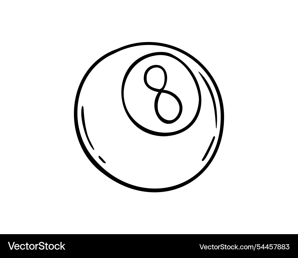 Hand drawn doodle billiard ball number 8 icon Hand drawn doodle billiard ball number 8 icon Vector Image