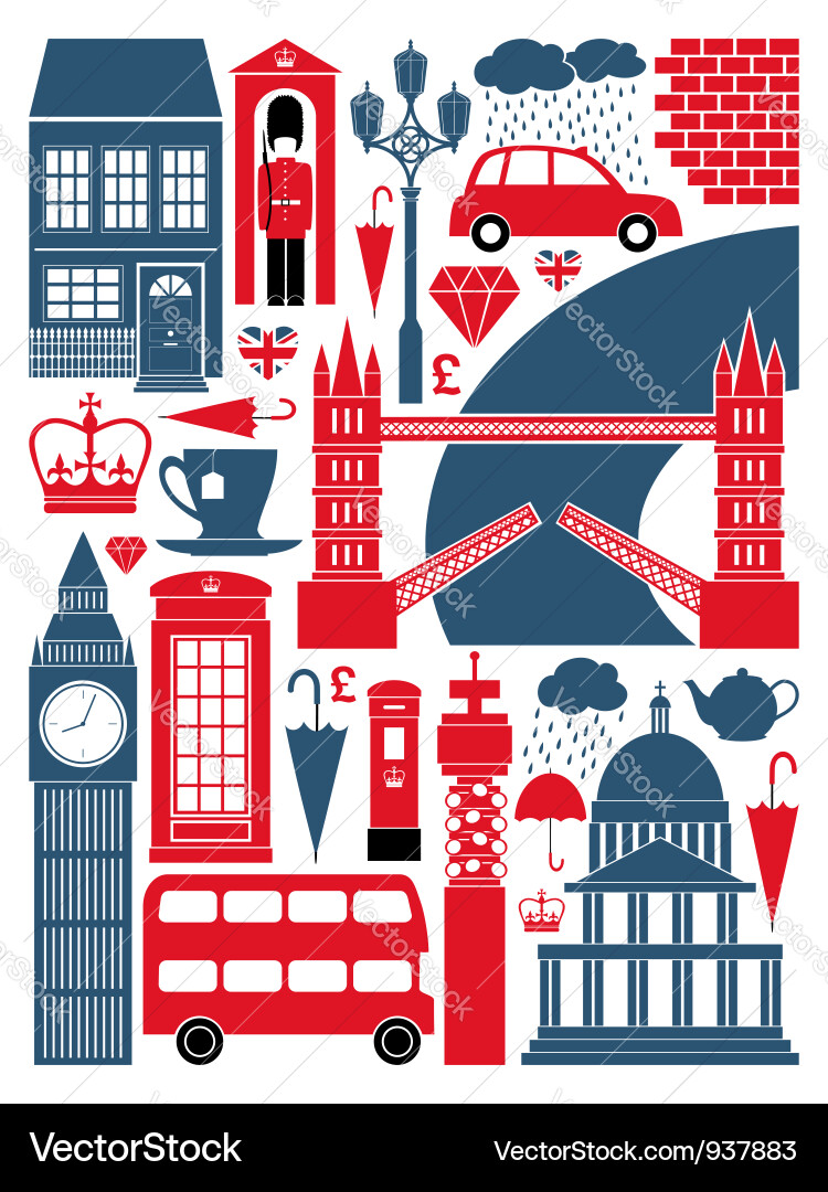 London Landmarks Collection Vector Image